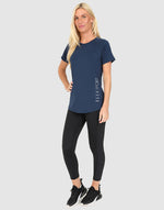 ELLE Sport Long Line Performance T-Shirt - Navy