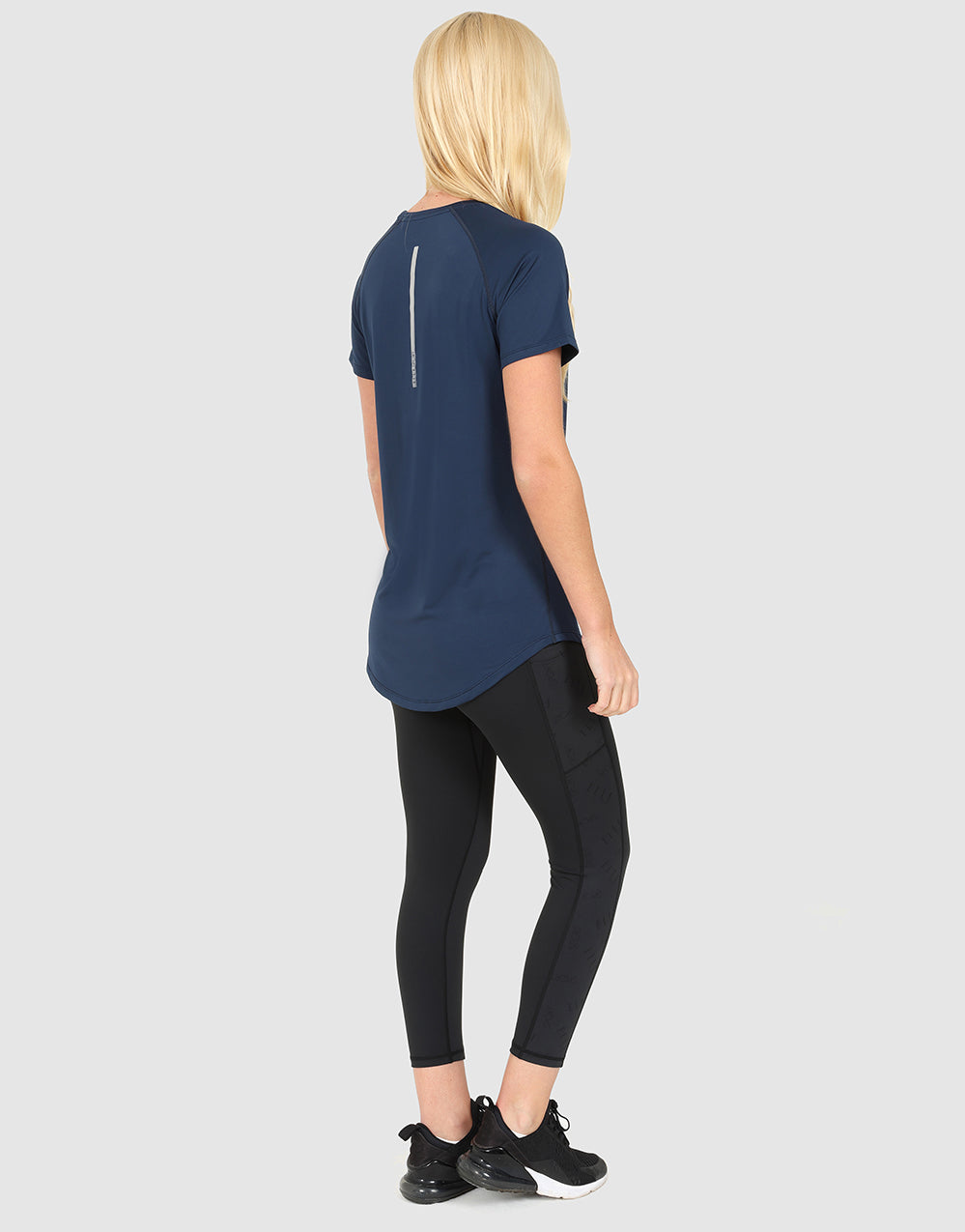 ELLE Sport Long Line Performance T-Shirt - Navy