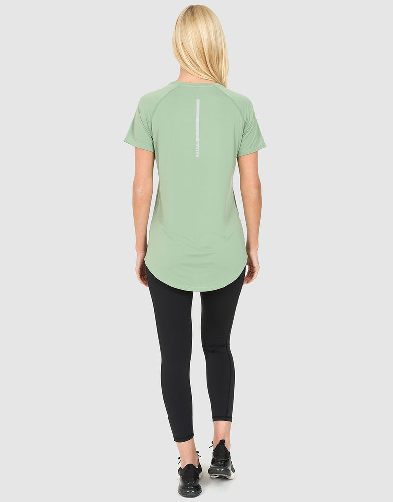 ELLE Sport Long Line Performance T-Shirt - Hedge Green