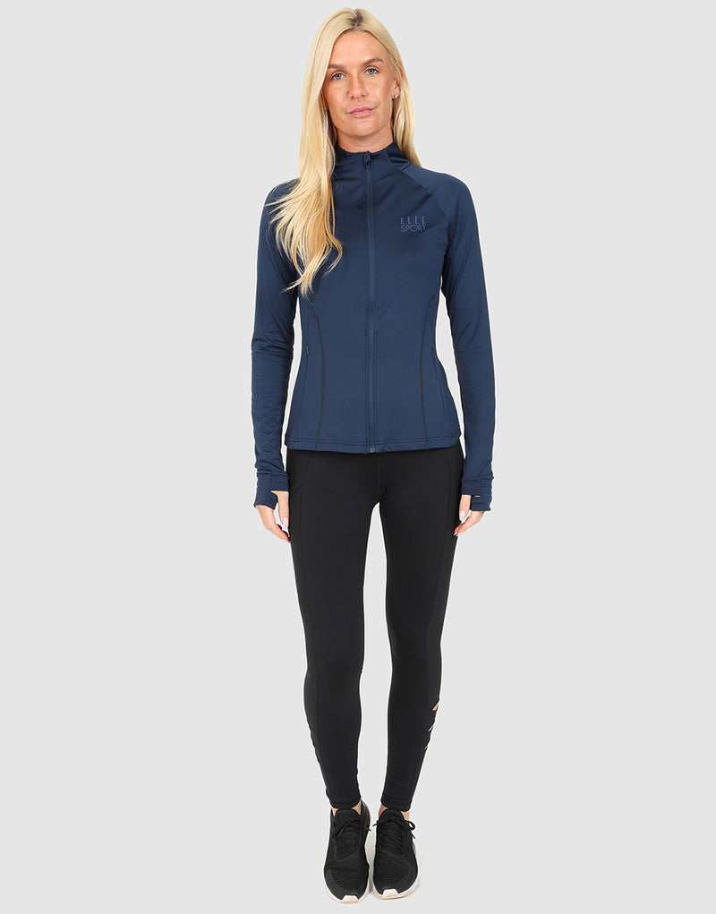 ELLE Sport Long Sleeve Full Zip Top - Navy