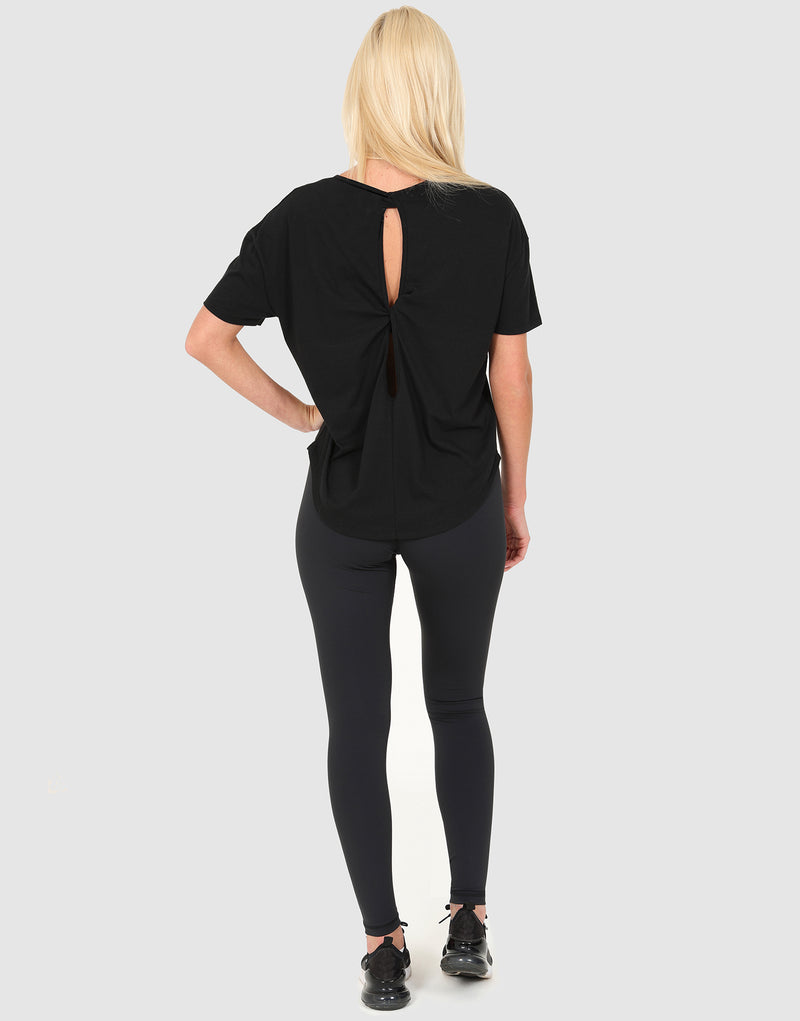 ELLE Sport Twist Back T-Shirt - Black